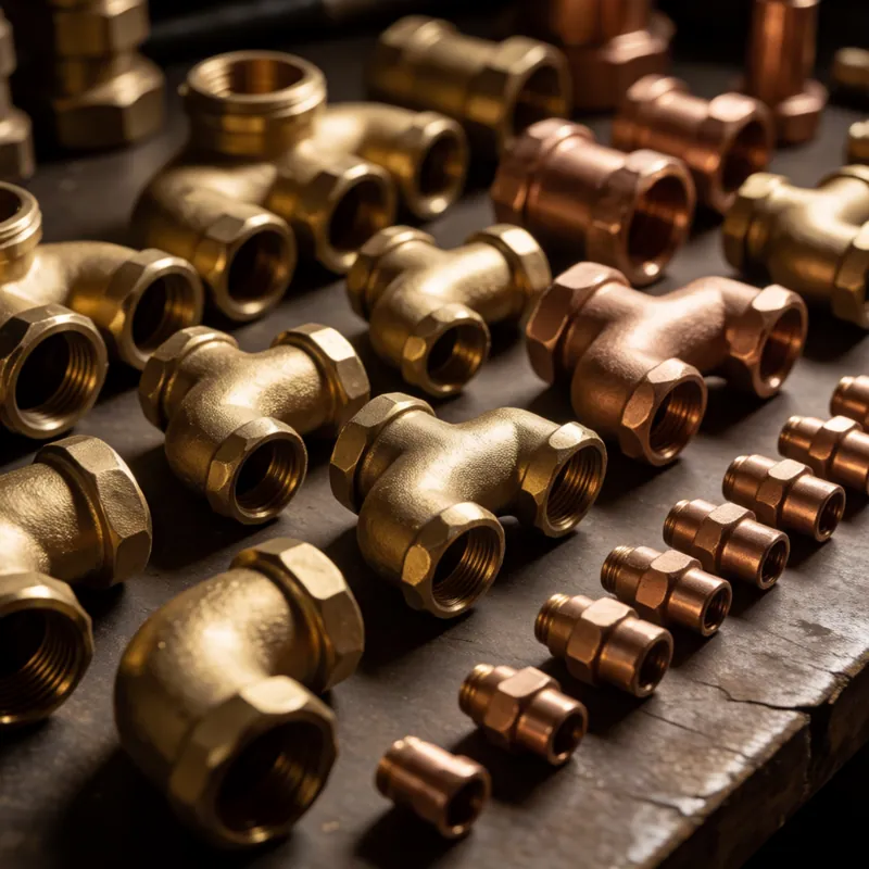 Fittings sorted on the bench